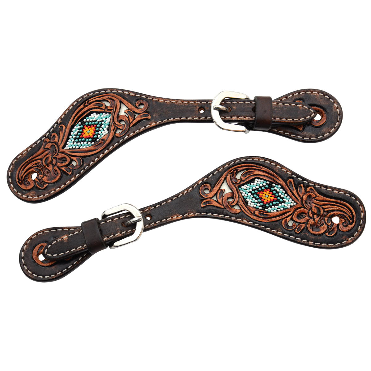 Distressed Beaded Tribal Spur Straps